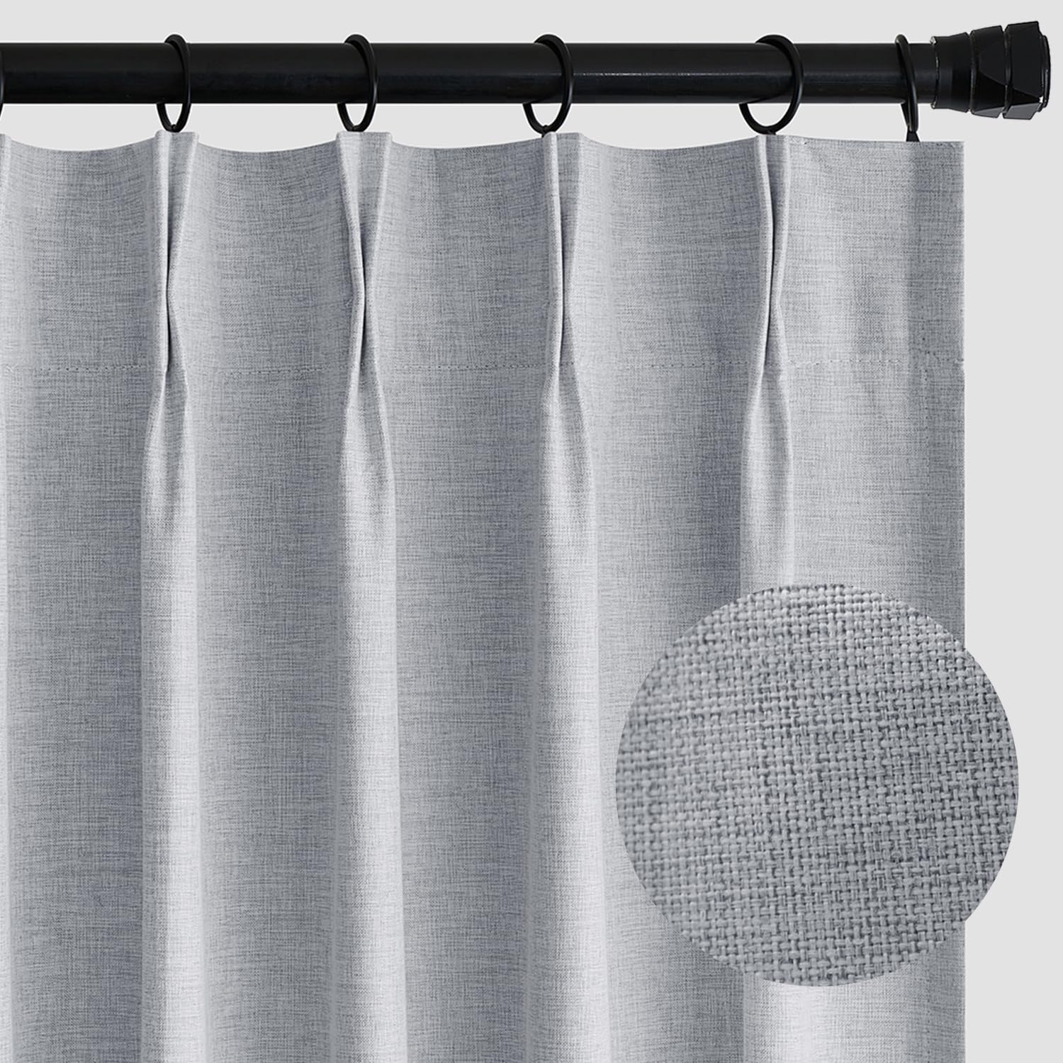 Miulee Linen Pinch Pleated Bedroom Blackout Curtains 96 Inches Long Thermal Insulated Soundproof Room Darkening Curtains Pinch P