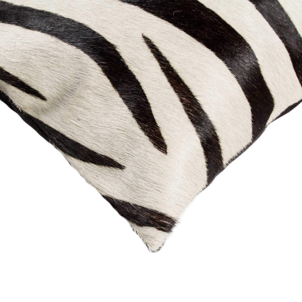 HomeRoots Cowhide, Microsuede, Polyfill 12' x 20' x 5' Zebra Black On Off White Cowhide - Pillow