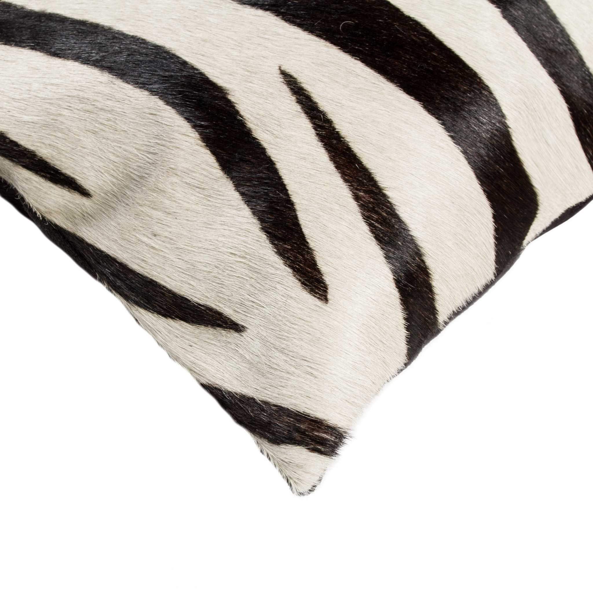 HomeRoots Cowhide, Microsuede, Polyfill 12' x 20' x 5' Zebra Black On Off White Cowhide - Pillow