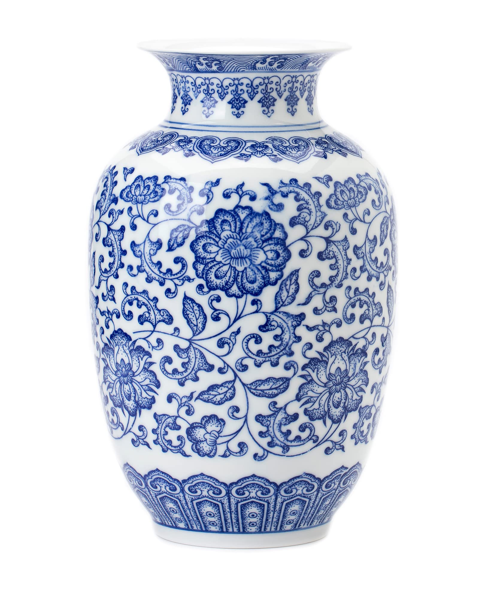 GaLouRo Blue Vase, Chinoiserie Vase, Ginger Jar Vase for Home Decor, Blue and White Porcelain Decor,9 H