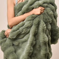 Phf Luxury Faux Rabbit Fur Blanket Twin Size, Ultra Soft Fluffy Plush Cozy Warm Bubble Blanket For Bed, Couch, Sofa Decorative,