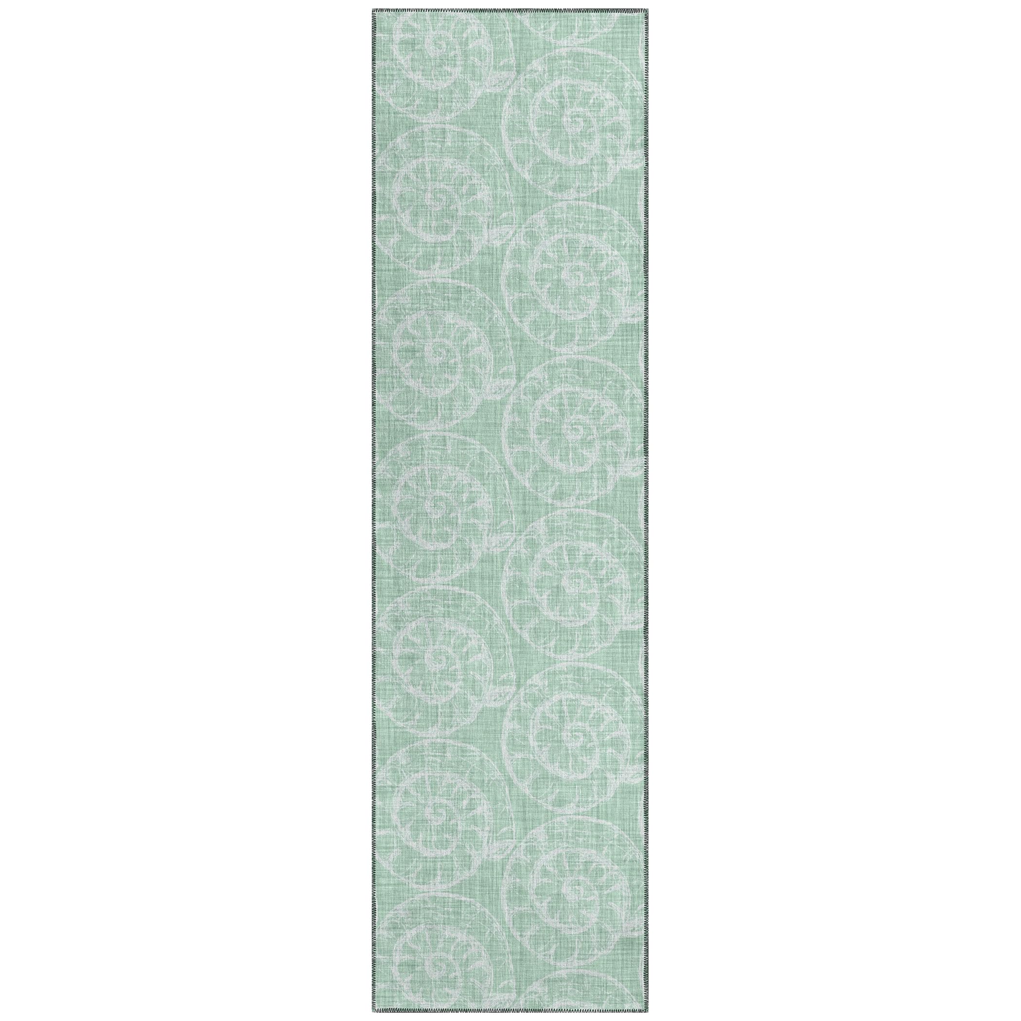 Addison Rugs Surfside Asr41 Green 2'3" X 7'6" Indoor Outdoor Runner Rug, Easy Clean, Machine Washable, Non Shedding, Bedroom, Living Room, Dining Room, Kitchen, Patio Rug