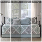 Madison Park Daybed Cover Set - Double Sided Quilting Casual Design, All Season Bedding With Bedskirt, Matching Shams, Decorative Pillow, 75'X39', Diamond Aqua 6 Piece
