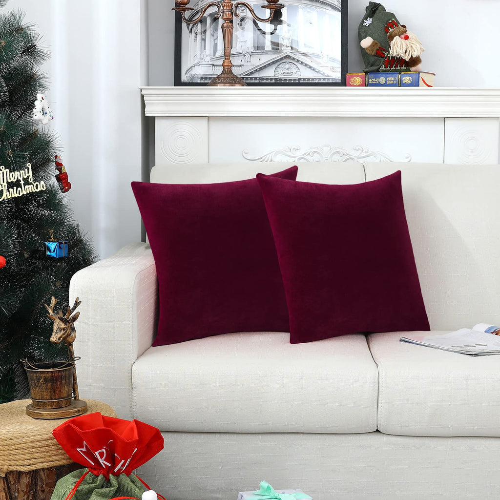 Jeneoo Set Of 2 Comfy Soft Thick Velvet Throw Pillow Covers For Sofa Couch Decorative Solid Square Cushion Cases For Bedroom Car