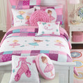 Cozy Line Home Fashions 100% Cotton Dance Princess Girl Reversible Bedding Quilt Set, Bedspread Coverlet For All Seasons (Pink B