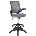Flash Furniture Kale Mid-Back Swivel Office Chair with Height Adjustable Foot Ring and Lumbar Support, Mesh Executive Chair with Armrests, Dark Gray
