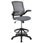 Flash Furniture Kale Mid-Back Swivel Office Chair with Height Adjustable Foot Ring and Lumbar Support, Mesh Executive Chair with Armrests, Dark Gray