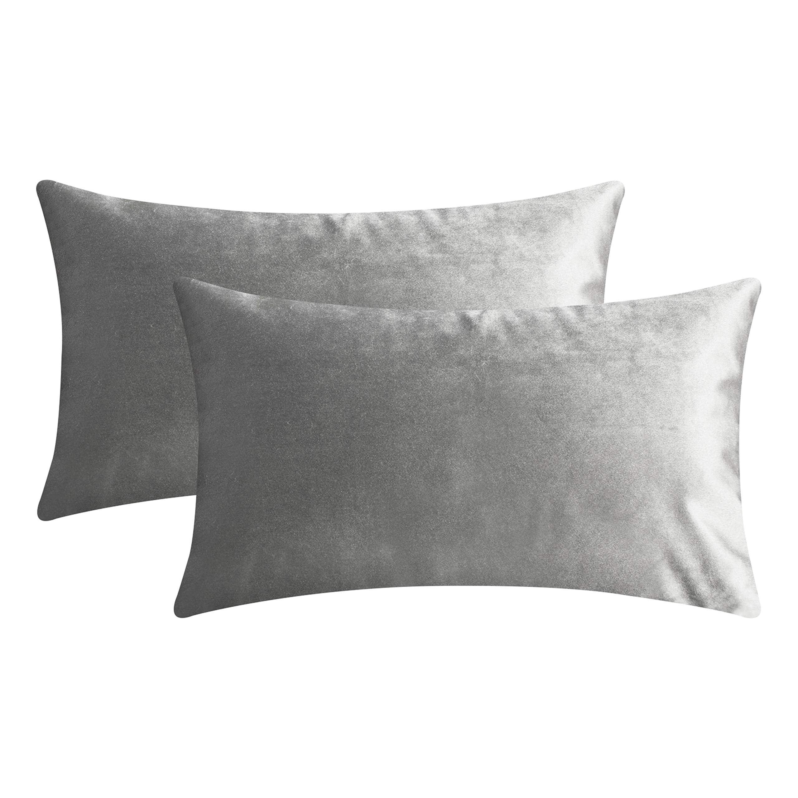 Home Brilliant Velvet Rectangular Throw Pillow Covers, Decorative Pillow Cases For Bed Nursery Sectional Seat, Set Of 2, 12X20 I