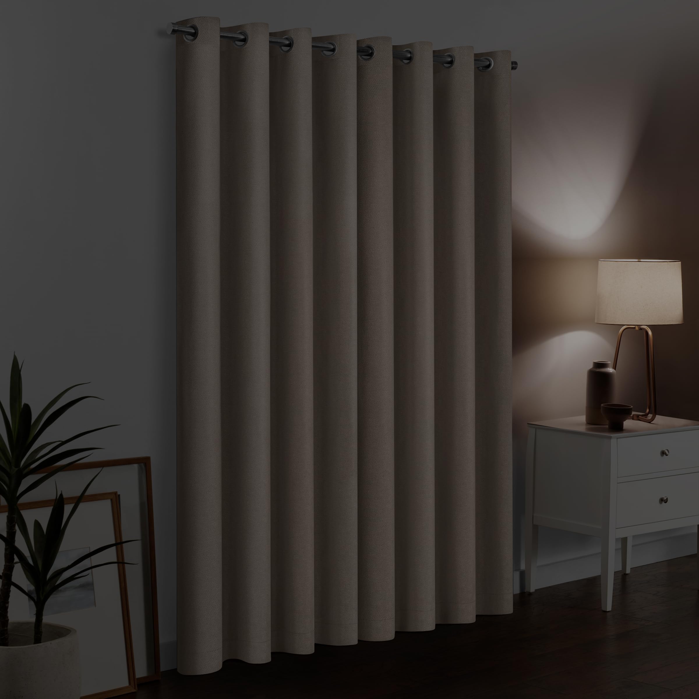 Eclipse 100% Blackout Curtain, Larissa Solid Grommet Curtain, 84 In Long X 50 In Wide, Textured 100% Blackout Curtain, Thermal I