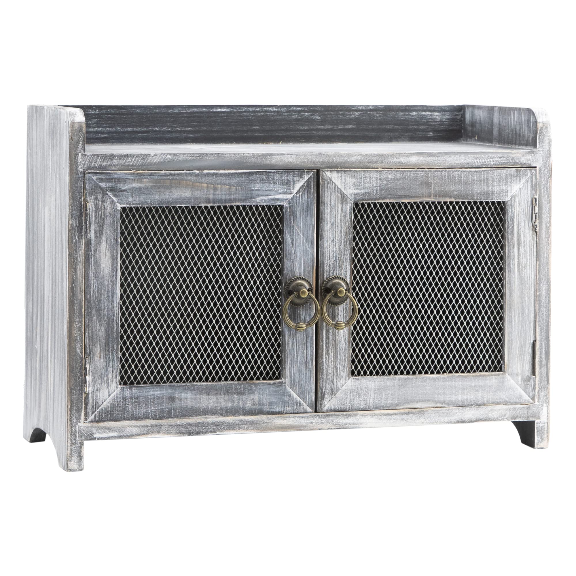 Collective Home - Storage Cabinet, Mini Countertop Cabinet, Wood Organizer For Kitchen Living Room Bedroom Bathroom Office With Magnetic Door, 14.5 X 6.5 X 10 (Gray)