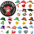 Vicenpal 35 Pcs Valentines Interchangeable Highland Cow Welcome Sign St Patricks Hanging Seasonal Cow Head Wooden Front Door D