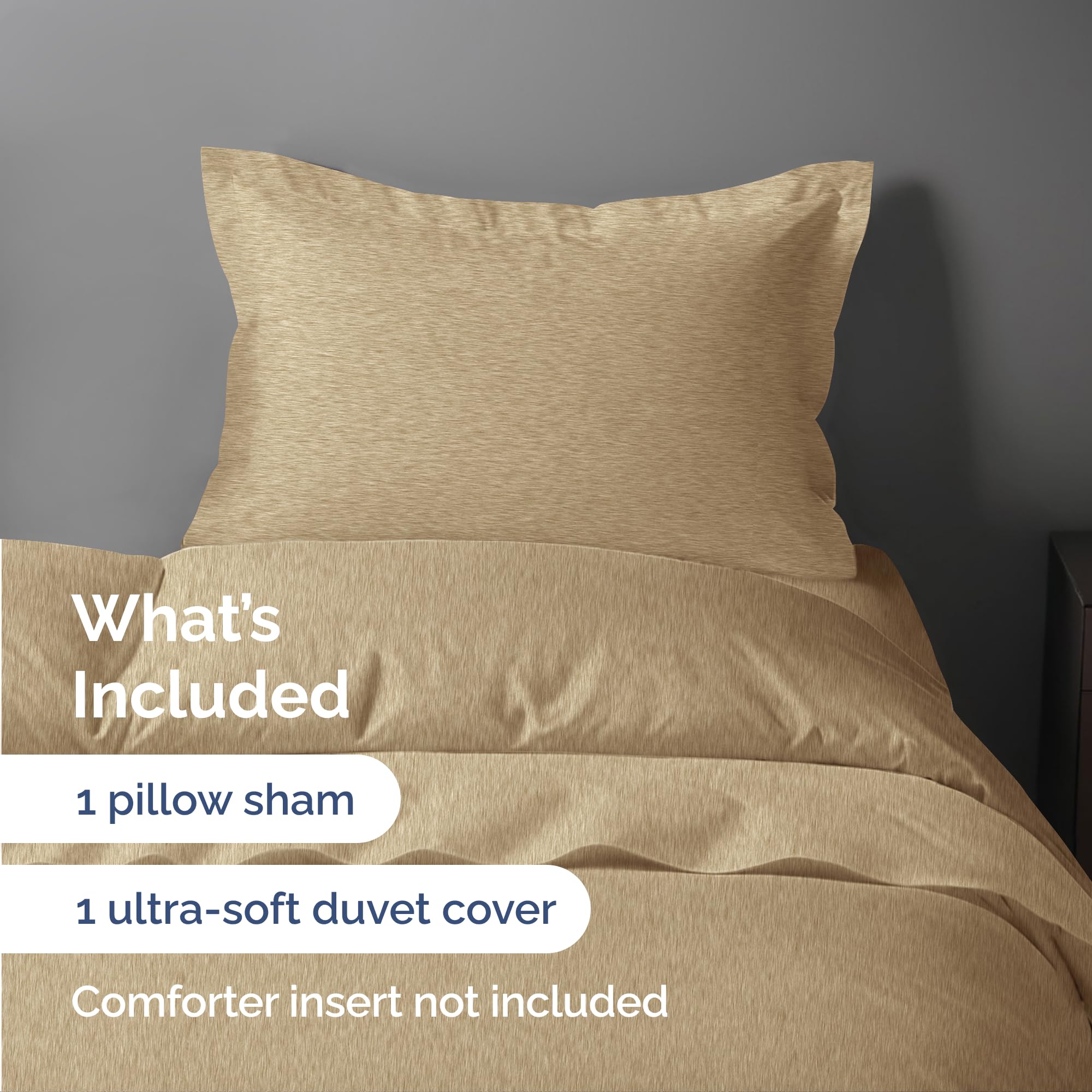 Duvet Cover Twin Size Set - Extra Soft Twin/Twin Xl Size Duvet Cover - 68' X 90' Twin Duvet Cover W/ 1 Pillow Sham - Easy Care & Fade Free - Comforter Cover W/ Zipper Closures & Ties (Heathered Tan)