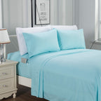 Elegant Comfort Delilah Polkadot 4-Piece Set, Fade & Wrinkle Resistant, 1500 Premium Hotel Quality Microfiber Deep Pocket Fitted Sheet Featuring Smart Pockets, Polkadot Sheet Set, Twin, Aqua