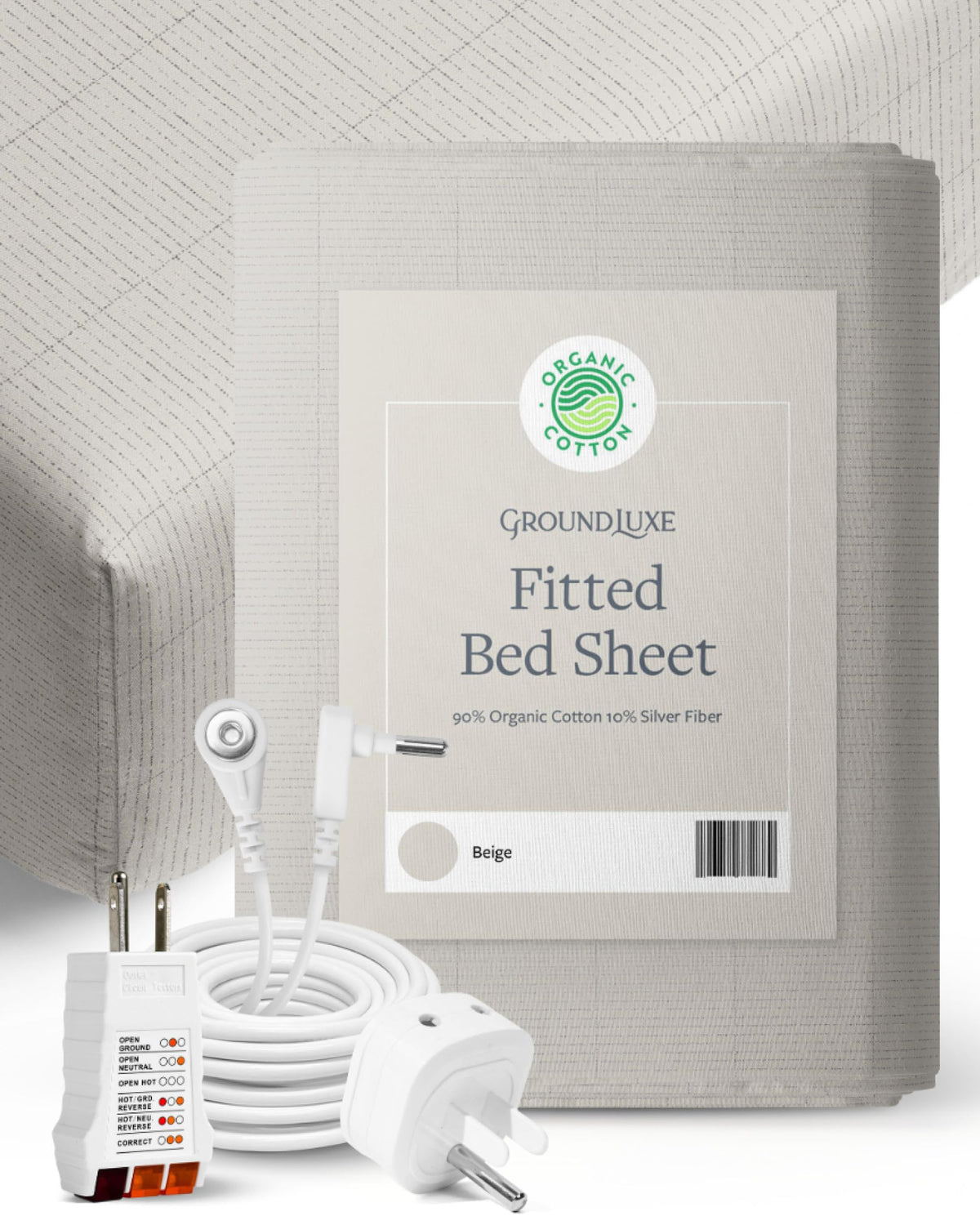 Groundluxe Organic Fitted Grounding Sheet In Beige For A Full Size Bed