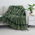 Ginamuse Green Plaid Throw Blanket For Couch,50'X60' Super Soft Cozy Warm Home Decorative Throw With Tassels For Bed Sofa Picn