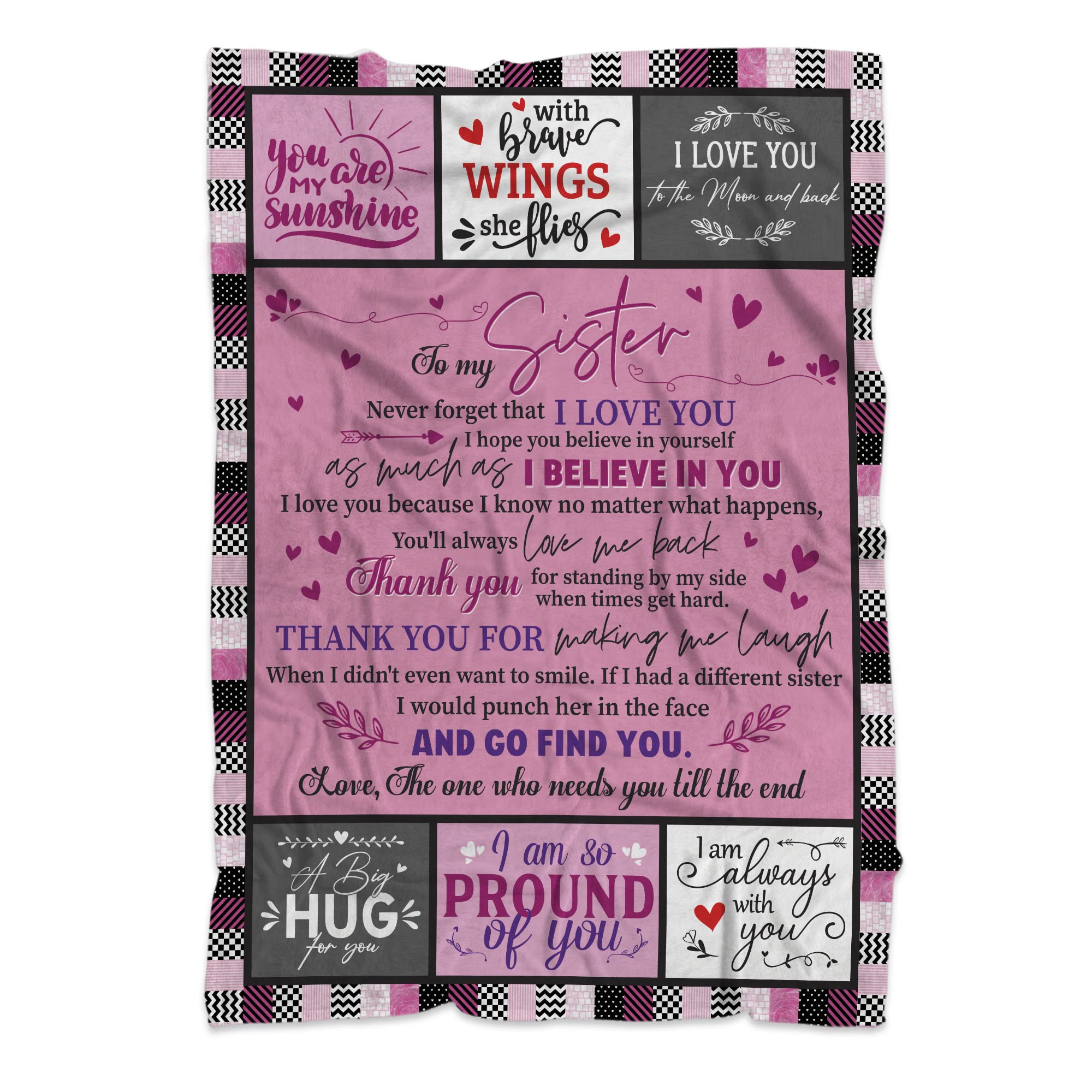 Muchnee To My Sister Blanket 60'X50', Sisters Gift From Sister Birthday Gifts, To My Sister Blanket, Sister Gift Throw Blanket