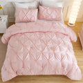 Andency Pink Comforter Set Queen(90X90Inch), 3 Pieces Soft Lightweight Cute Pinch Pleat Comforter Set For Queen Bed, All Season Western Warm Bed Set For Girls Women