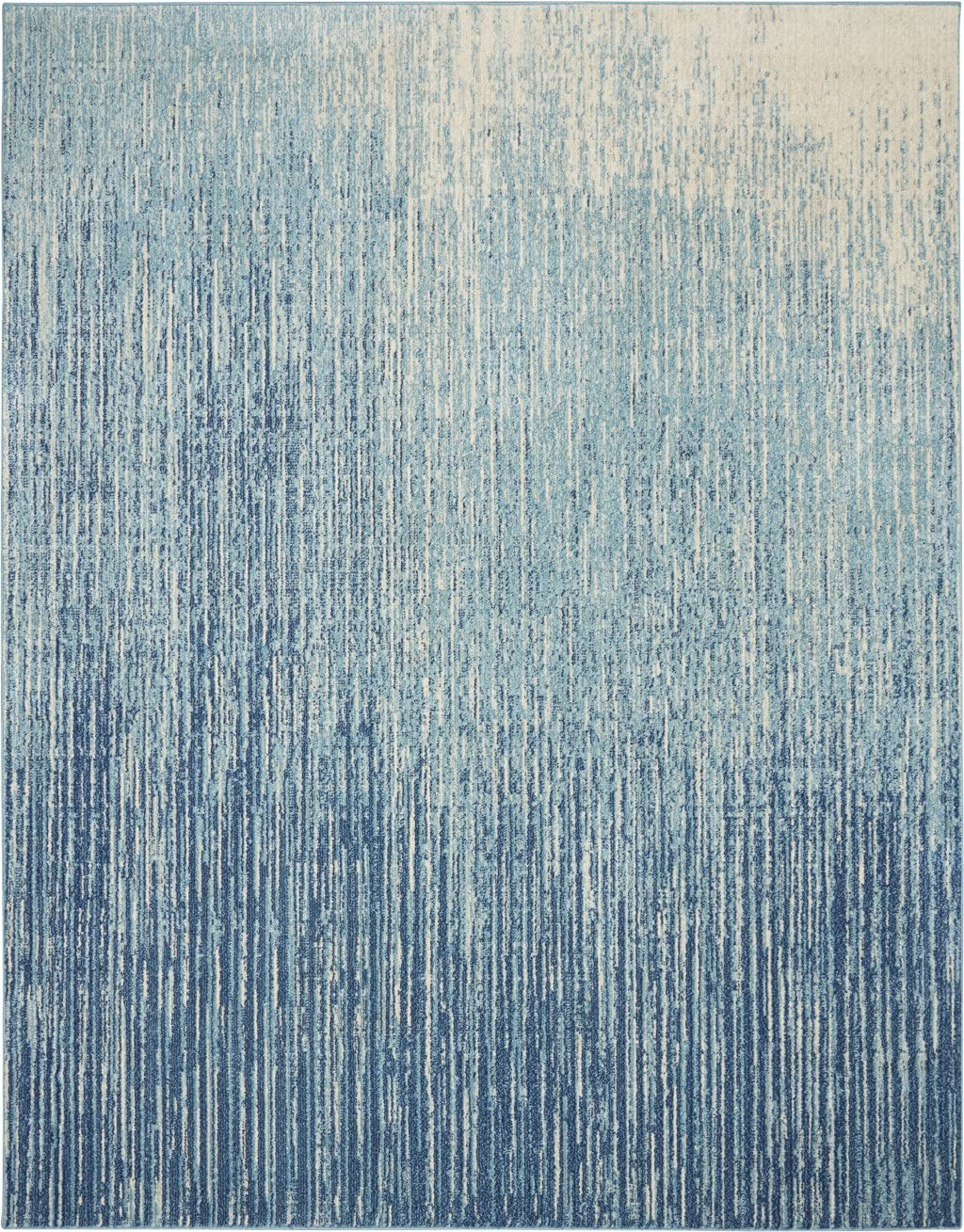 HomeRoots Navy/Light Blue 100% Polypropylene 7’ x 10’ Navy and Light Blue Abstract Area Rug