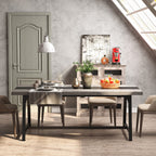Tribesigns Dining Table For 8 People, 70.87-Inch Rectangular Wood Kitchen Table With Strong Metal Frame, Industrial Large Long Dining Room Table For Big Family (Gray, No Chair)