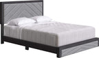 Boyd Sleep Barcelona Upholstered Platform Bed with Headboard and Durable Mattress Foundation with Strong 14 Wood Slat Supports, No BoxSpring Required: King, Black/Gray