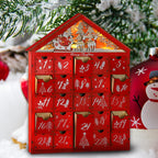 Mortime 24 Day Red House Advent Calendar With Lighted Reindeer Sled Christmas Tree Snowflake, Lighted Wooden Countdown To Christ