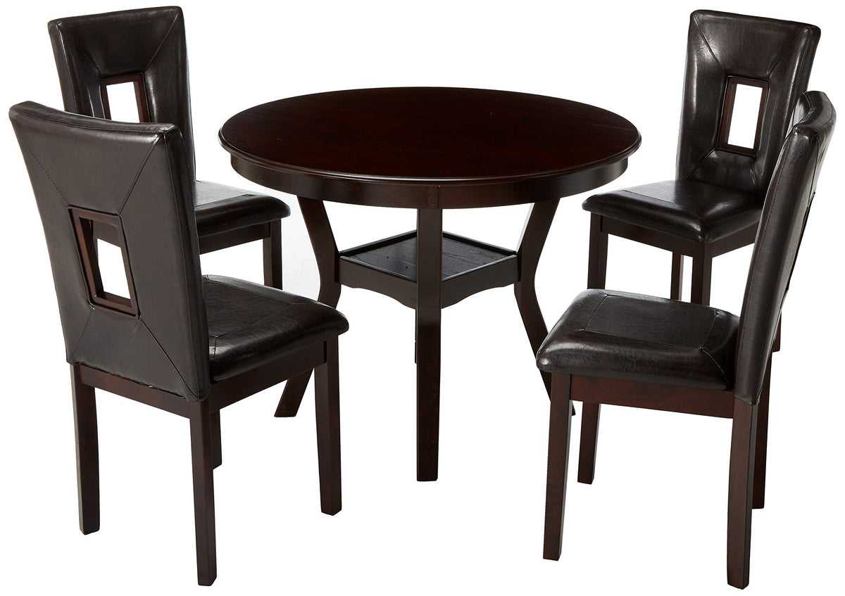 Alpine Furniture 5 Piece Segundo Dining Set, 42&quot; Diameter, Espresso