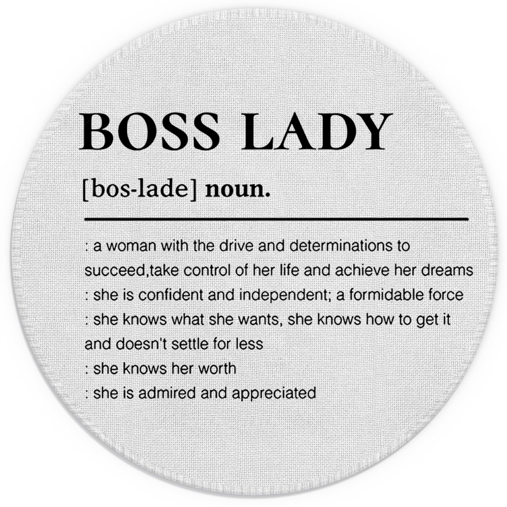 Boss Lady Definition Motivational Quote Mouse Pad 7.9X7.9 Inch,Non-Slip Rubber Base Mousepads For Dorm Office Home Desk Decor,Bo