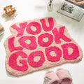 DyeFury You Look Good Bath Mat Pink, Cute Bathroom Rugs for Girls Fun Funny Funky Rug Bedroom Pink Preppy Bathroom Decor Hello B
