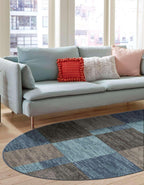 Unique Loom Autumn Collection Area Rug - Providence (7' 10'' X 10' Oval, Blue Gray/ Light Brown)