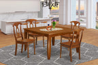 East West Furniture PFNA5-SBR-W 5 Piece Dinette Set for 4 Includes a Square Dining Room Table with Butterfly Leaf and 4 Dining Chairs, 54x54 Inch, Saddle Brown
