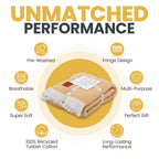 Gold Case Throw Blanket For Couch - 100% Recycled Cotton 50X60 - Elegant Throw Blankets For Living Room, Bed, & Outdoor - Decora