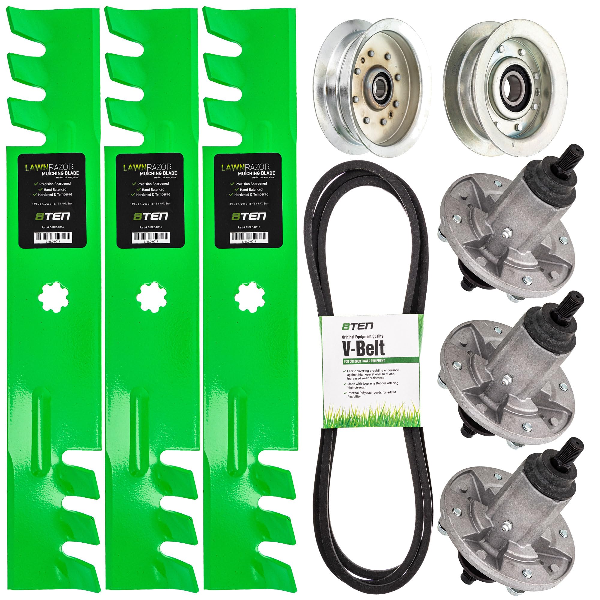 8Ten Deck Rebuild Kit For John Deere 48 Inch E140 E150 E160 E170 X165 Blade Spindle Belt Idler Auc15811