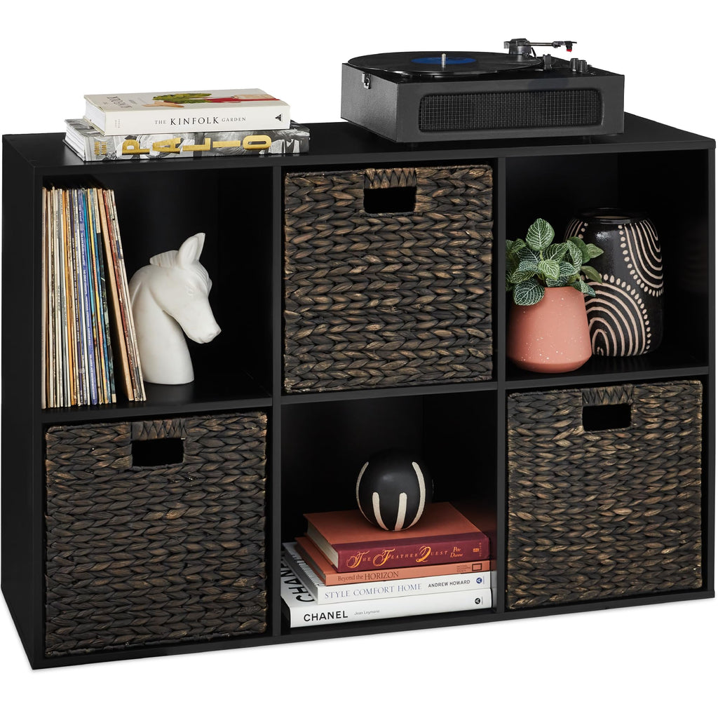 Best Choice Products 6-Cube Storage Organizer, 13.5In Shelf Opening, Bookcase, Display Shelf, Customizable W/ 3 Removable Back Panels – Black