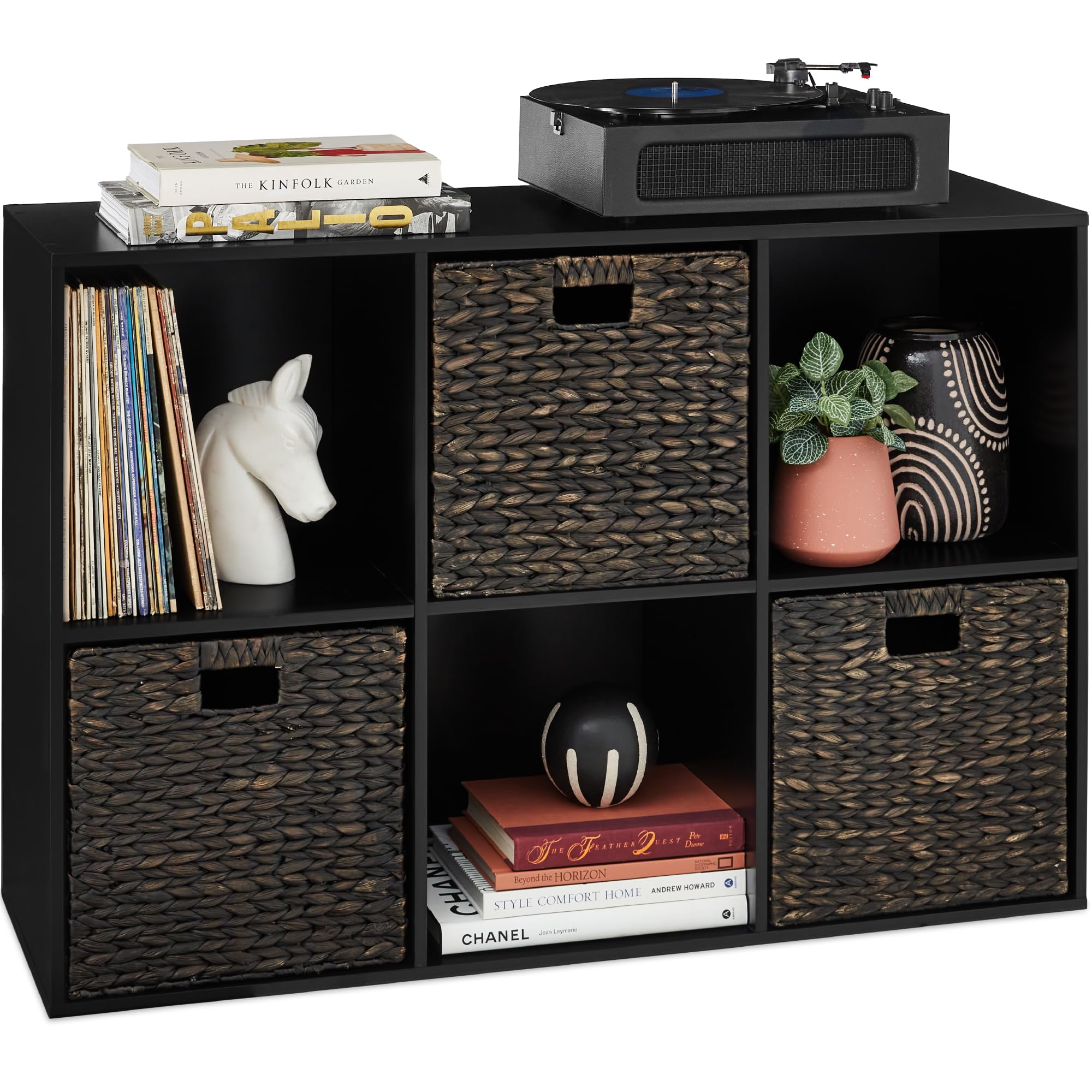 Best Choice Products 6-Cube Storage Organizer, 13.5In Shelf Opening, Bookcase, Display Shelf, Customizable W/ 3 Removable Back Panels – Walnut