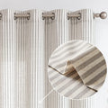 Vangao Linen Stripe Curtains Tickingstripe Light Filtering Window Curtains Grey Pinstripe Printed on Beige Drapes 96 Inches Long