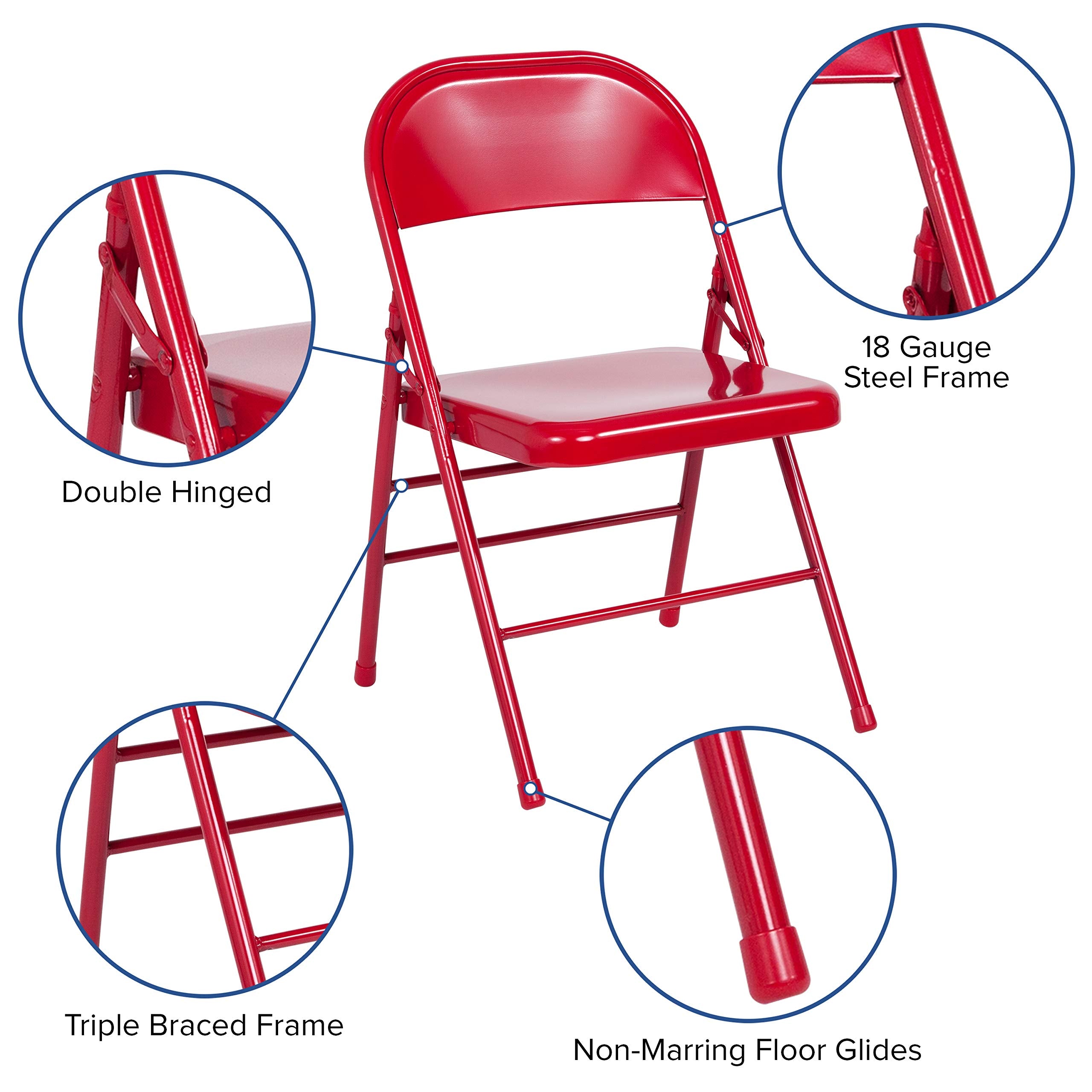 Hercules Series Folding Chair [Set Of 4] Finish: Red