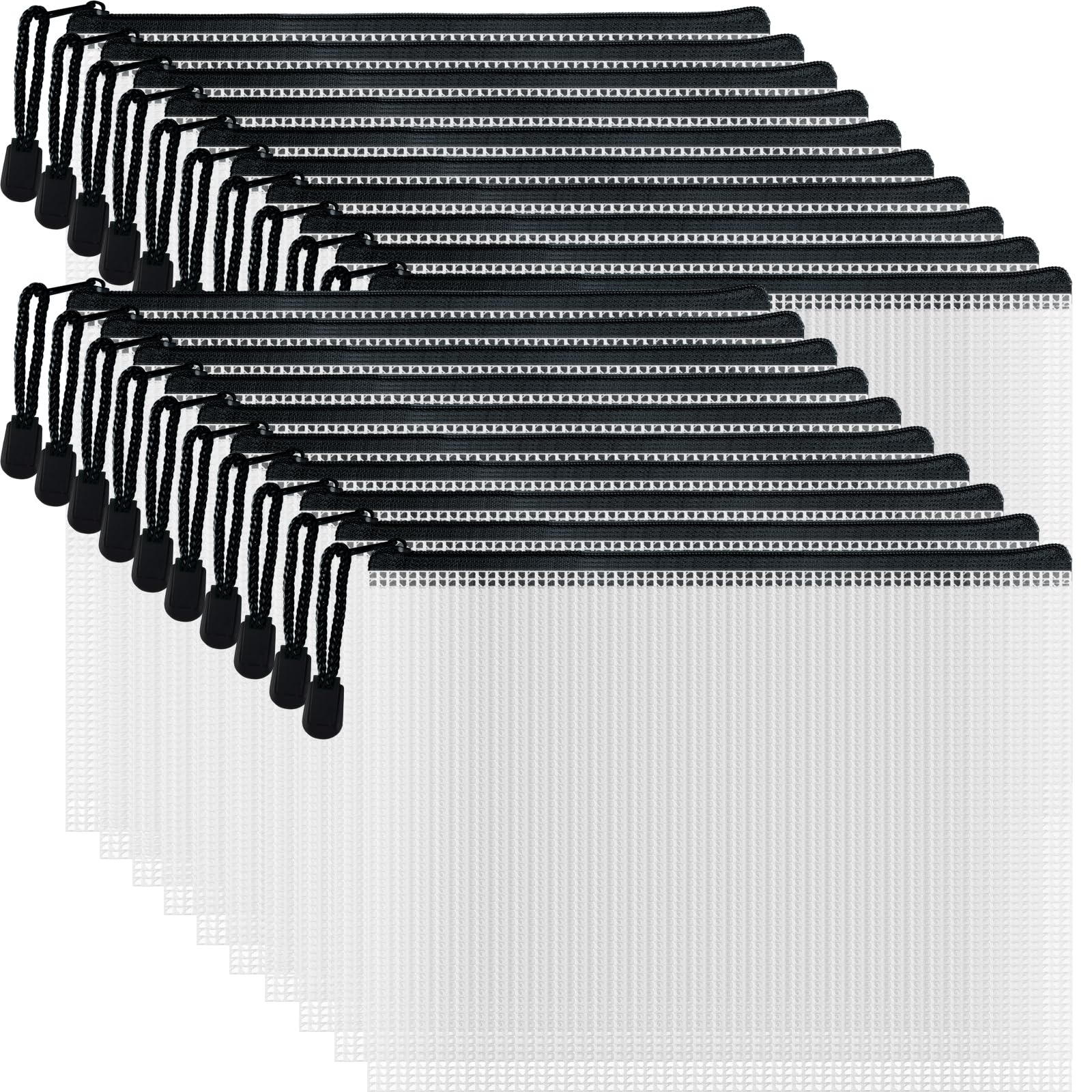 Austark 20Pcs Zipper File Bags, Pvc Mesh Zipper Pouches, Board Games Storage Bags, Plastic Waterproof Storage Bags For Office Sc