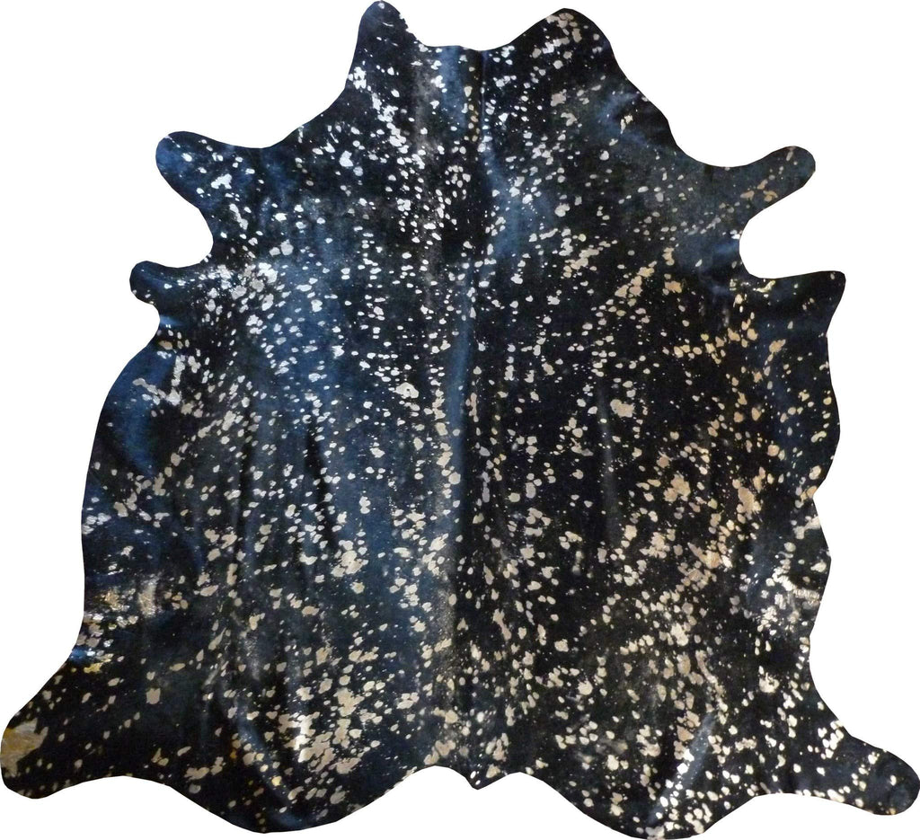 HomeRoots Decor 6' Gold Devore on Black Stenciled Cowhide Rug