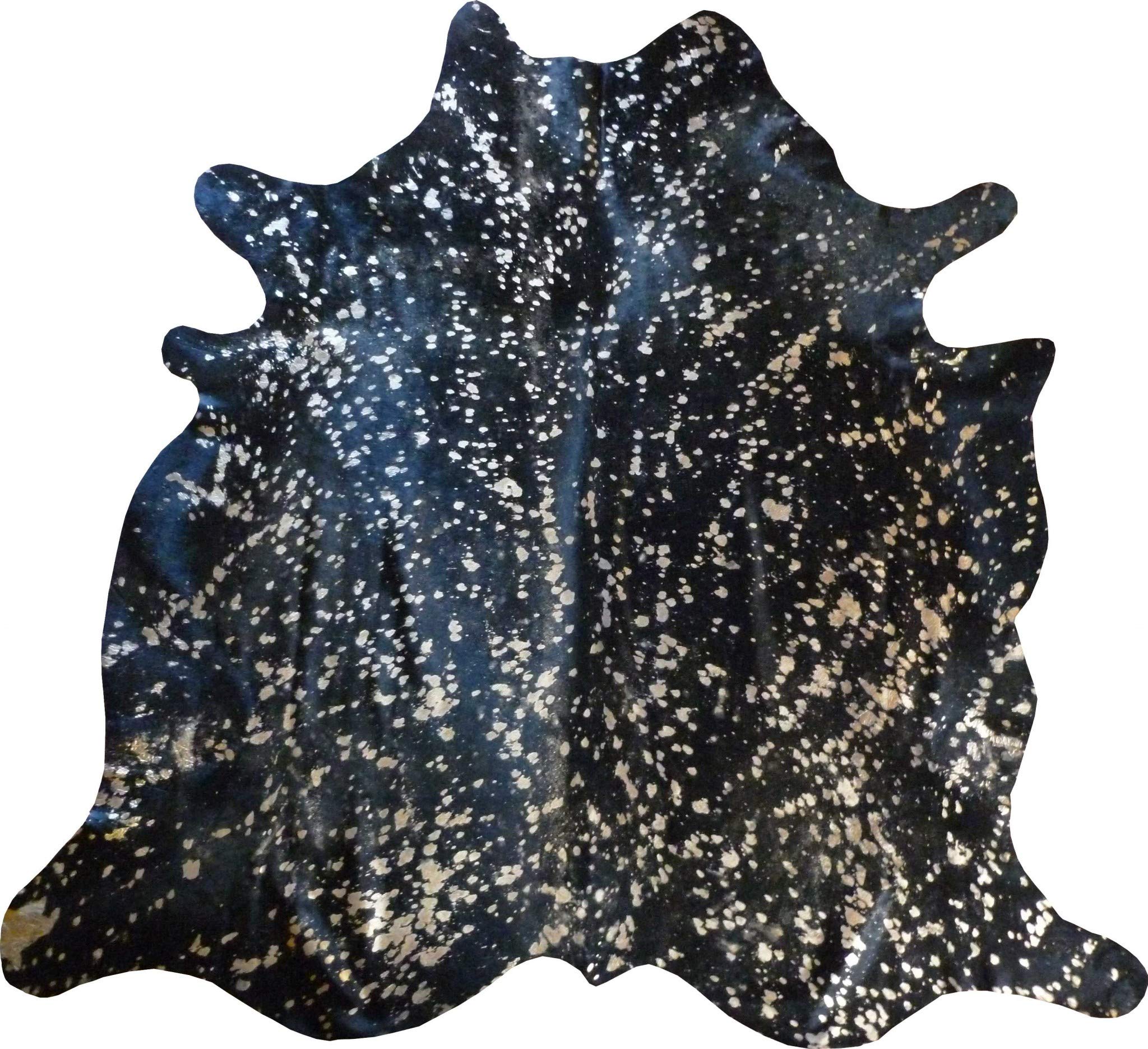 HomeRoots Decor 6' Gold Devore on Black Stenciled Cowhide Rug