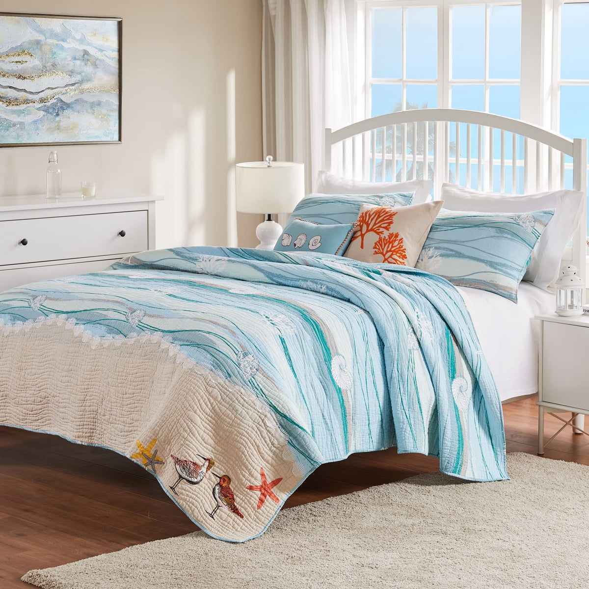 Greenland Home Gl-1512Absk 5 Piece Maui Bonus Quilt Set, King