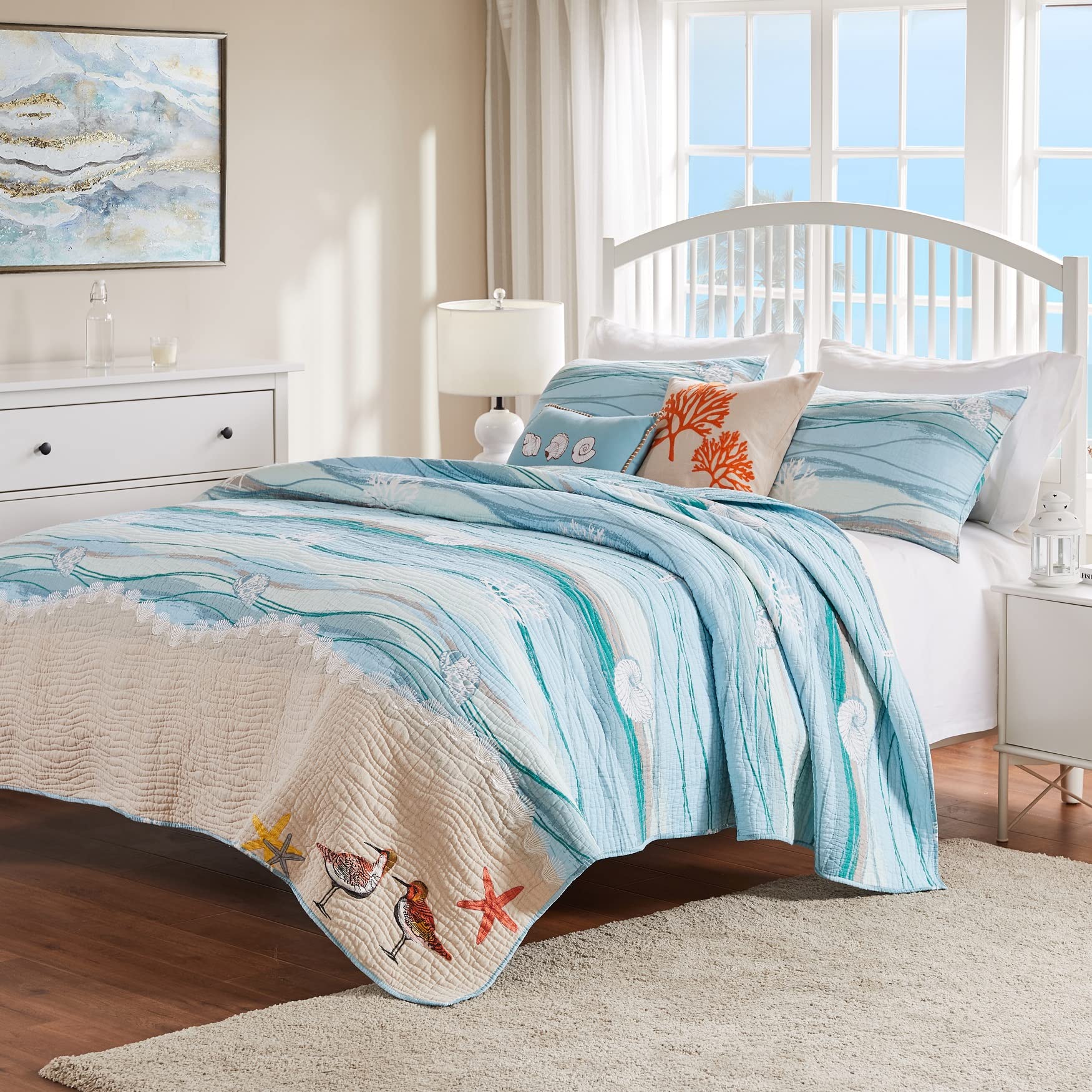 Greenland Home Gl-1512Absk 5 Piece Maui Bonus Quilt Set, King