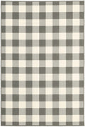 HomeRoots Grey Polypropylene 8’x11’ Gray and Ivory Gingham Indoor Outdoor Area Rug