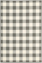 HomeRoots Grey Polypropylene 8’x11’ Gray and Ivory Gingham Indoor Outdoor Area Rug
