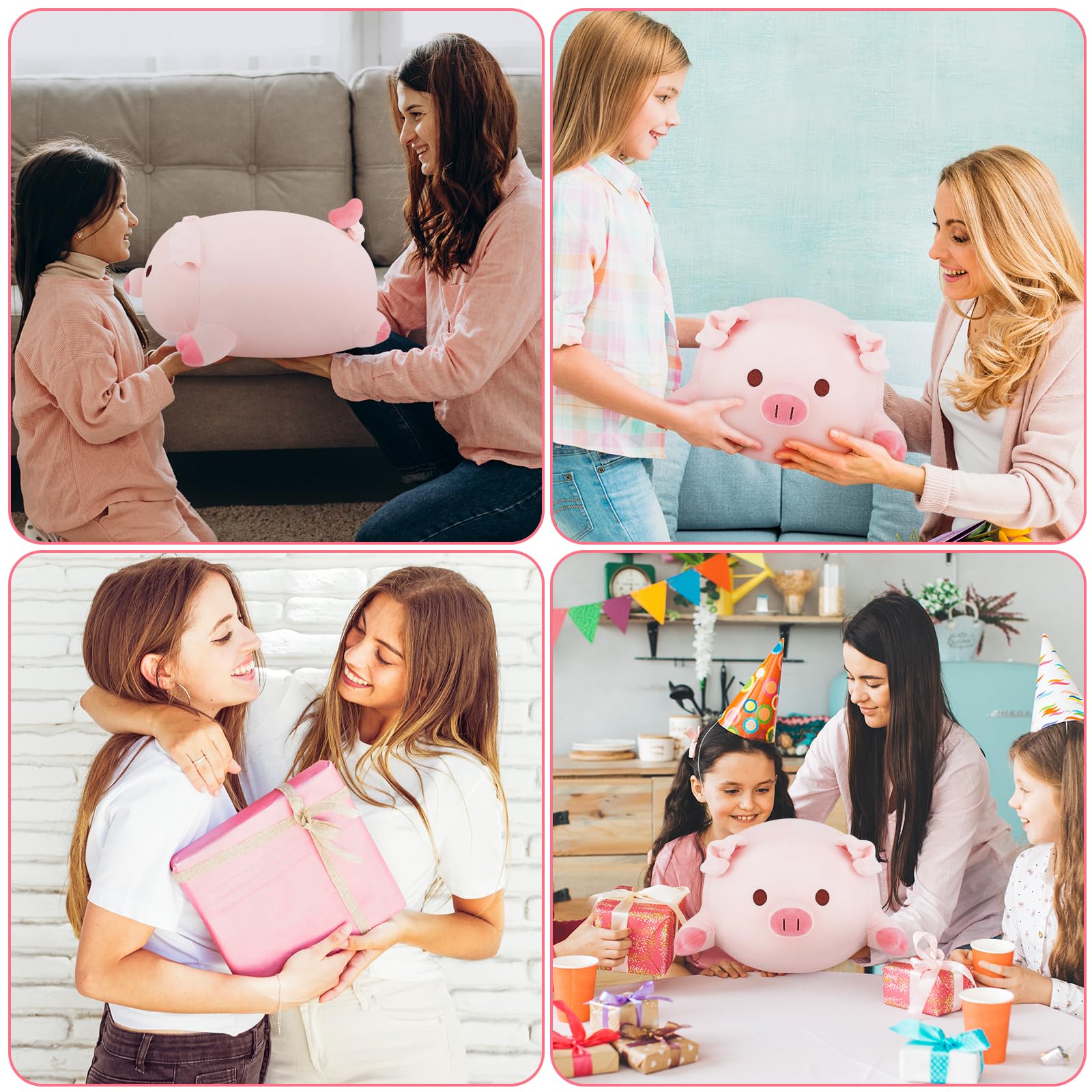 Achwishap 5Pcs Pig Family,Pig Stuffed Animal Mommy With 4 Pig Babies Plush,Cute Pig Plush Pillow Cushion Doll,Kawaii Pig Plush T