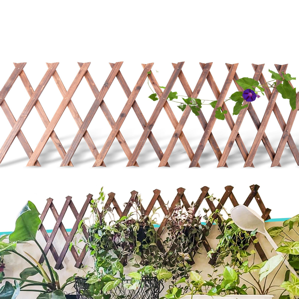 Wooden Lattice Panels For Outside 1Pack, 75'X11.8' Expandable Wood Lattice Fence Wall Garden Trellis Frame For Climbing Plants