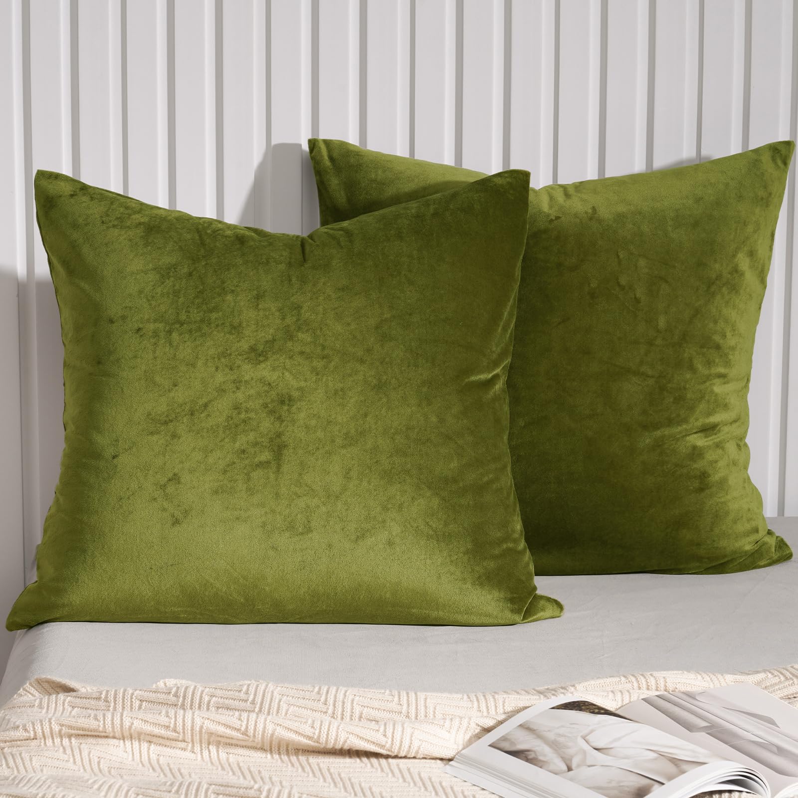 Phf Super Soft Velvet Euro Sham, 26'X 26',No Insert, 2 Pack Color Gradient Euro Pillow Covers, Ultra Cozy European Pillow Cove