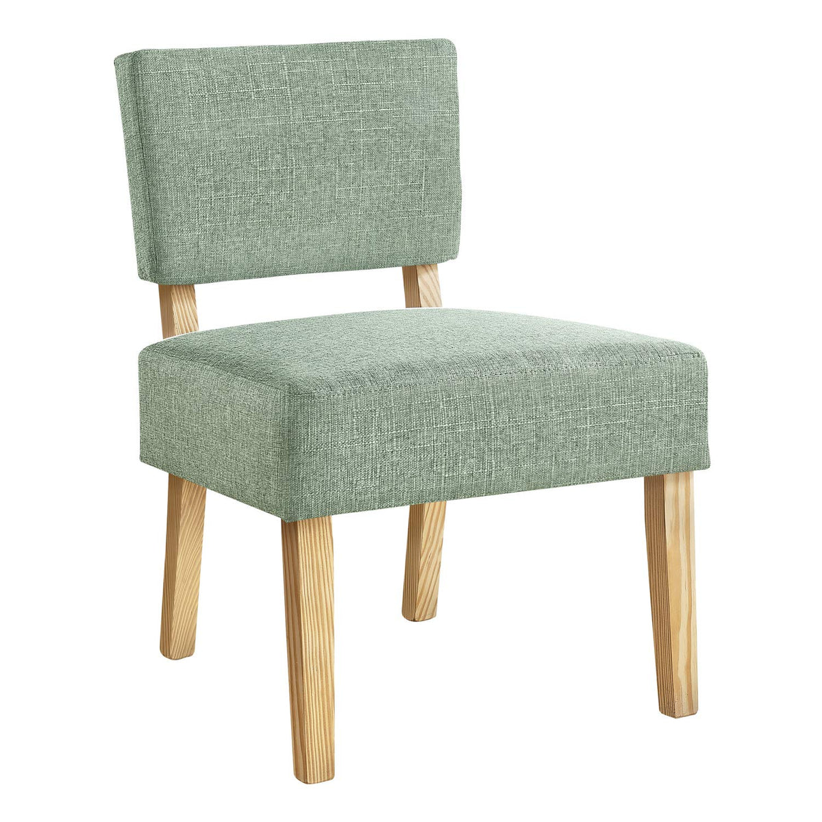 Monarch Specialties Armless Upholstered Decorative for Living Room or Bedroom Solid Wood Legs Accent Chair, 31' H, Green