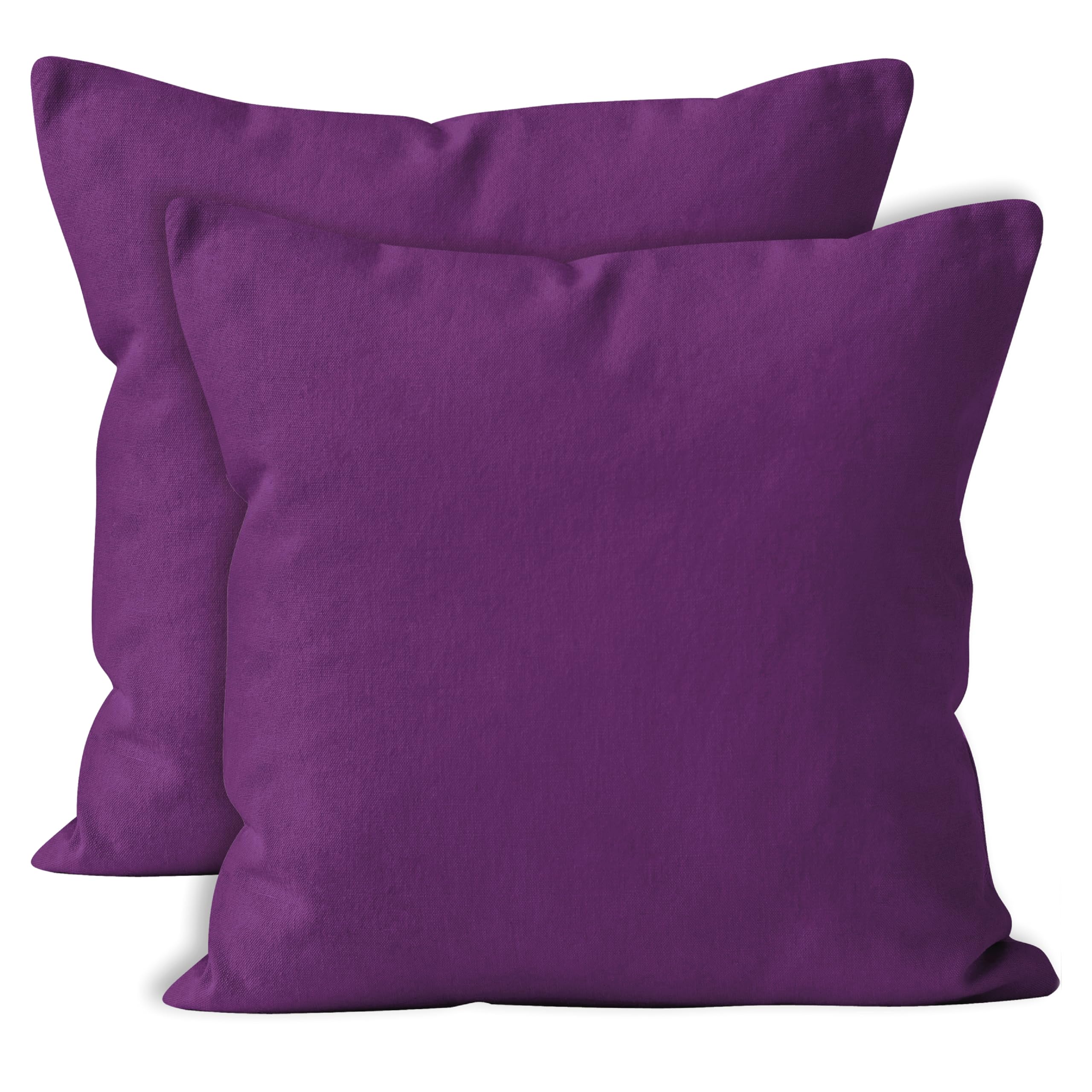 Encasa Xo Throw Pillow Covers 18X18 In Set Of 2 Purple | No Inserts | Cotton Pillow Covers For Living Room, Bed, Sofa, Couch | D