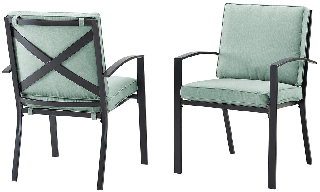 Crosley Furniture Kaplan 2-Piece Outdoor Chair Set, Dining Patio Chairs For Deck, Backyard, Oiled Bronze With Mist Cushions