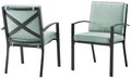 Crosley Furniture Kaplan 2-Piece Outdoor Chair Set, Dining Patio Chairs For Deck, Backyard, Oiled Bronze With Mist Cushions